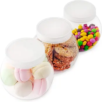 plastic candy jars with lids, cookie