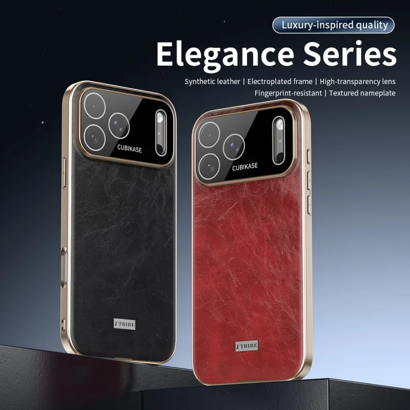 New Electroplating Oil Wax Crazy Horse Hide Leather Phone Case for iPhone 17 15 16 Pro Max With Glass Lens Film Shockproof Cover