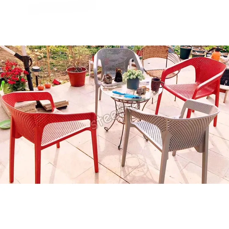 
Оптовая продажа, складной пластиковый стул steelite, Штабелируемый садовый уличный стул, пластиковые стулья для кафе с расслабляющим креслом 