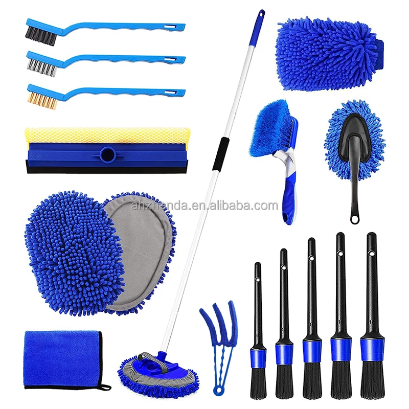 Zhenda Factory Car Wash Brush Kit Mitt Mop Sponge With Long Handle And