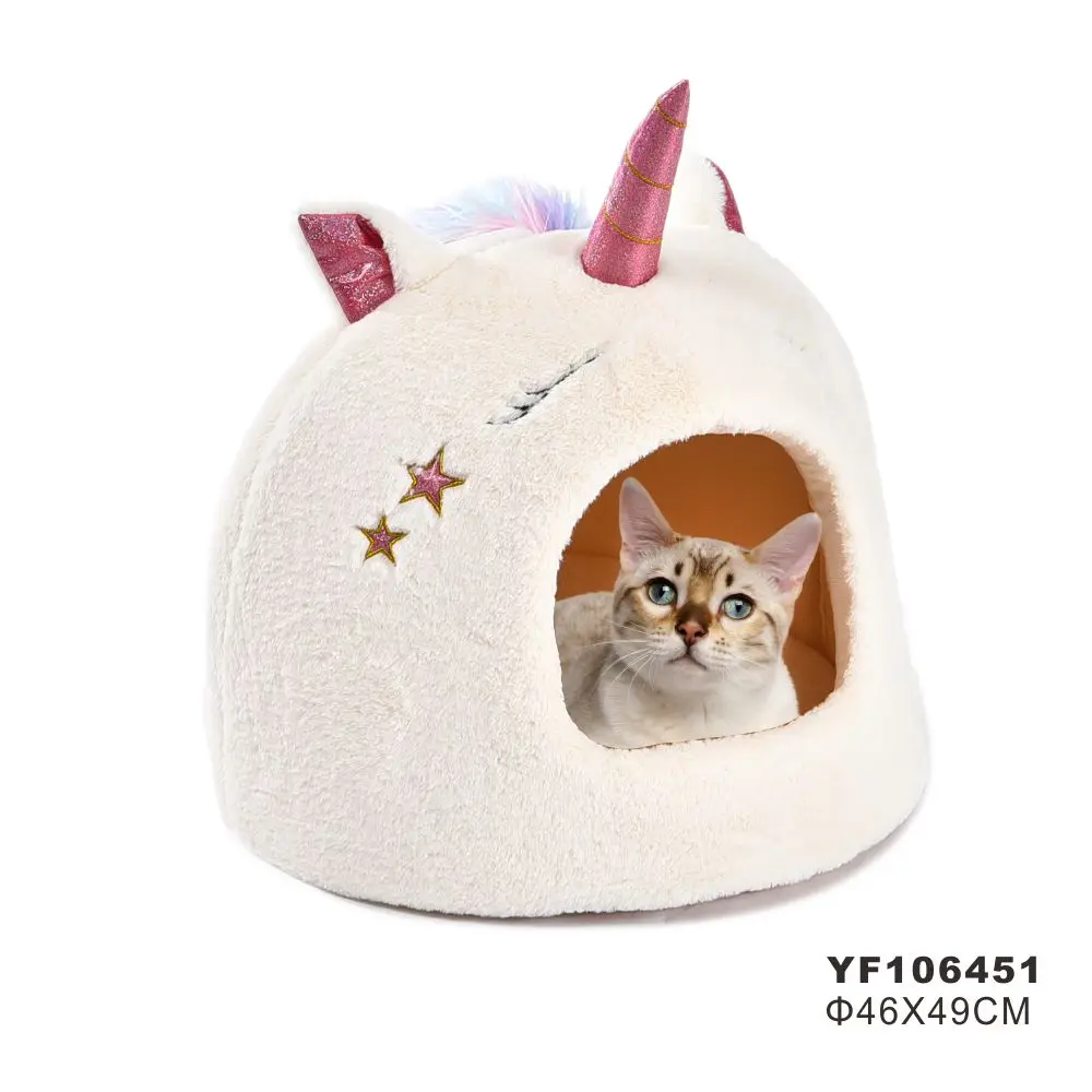 Summer Monsoon Pet Unicorn Shape Conmfort Beds Soft Dog Puppy House Cat Cave Bed