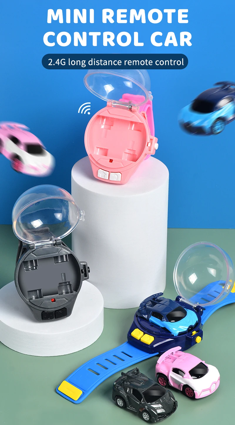 Zhorya Kids Mini Remote Control Car Watch Toy Hand Controlled Car 2.4g