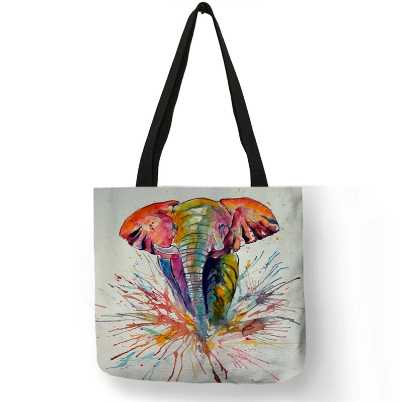 Cute Elephant Canvas Tote Bag For Women - Reusable Grocery & Work Shoulder Bag