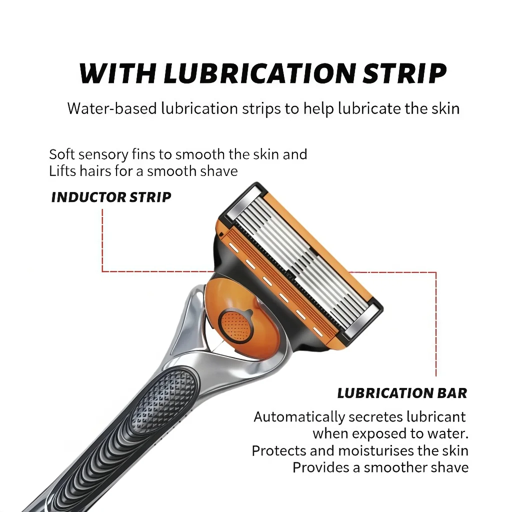 Best-Selling Men's Razor with Pre-Assembled Packaging 6-Layer Progressive Orange Blade Quality Plastic Handle Very Sharp Durable