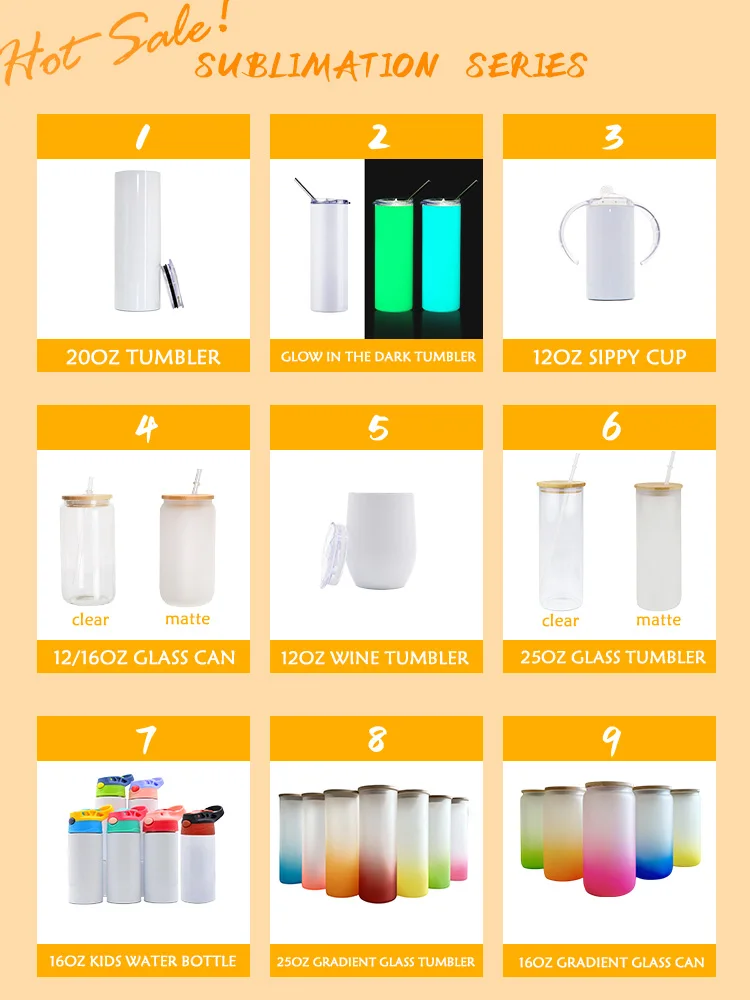 Usa Warehouse Wholesale 12oz 16oz Clear Frosted Sublimation Blanks