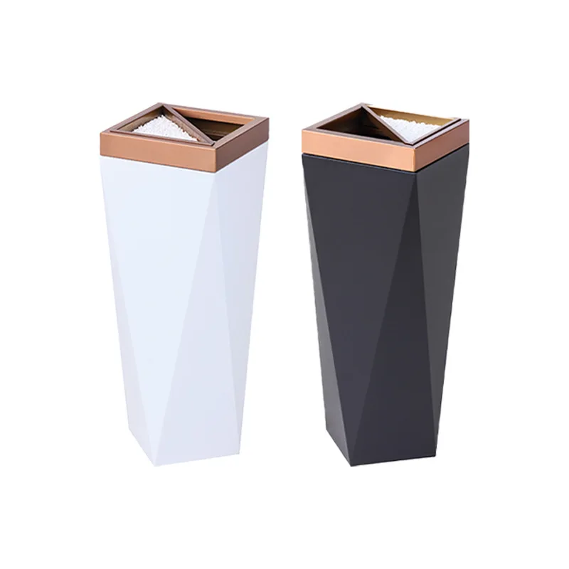New Geometric Surface Commercial Stainless Steel Waste Bin for Staircase Vertical Elevator Lobby Mall or Hotel Entrance