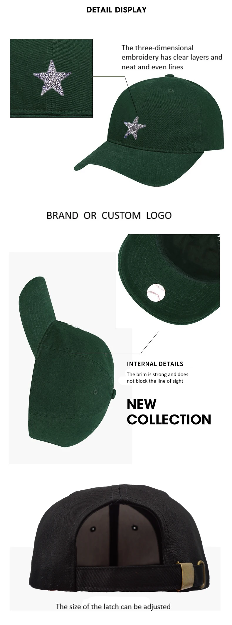 Fashion pink 6 panel hat custom logo baseball hat adjustable strap cotton women mens summer hats