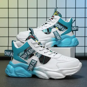 Torre Men's High-Top Sneakers Fashionable Breathable Casual Basketball Style All-Match Height-Increasing Shoes New Spring Trend