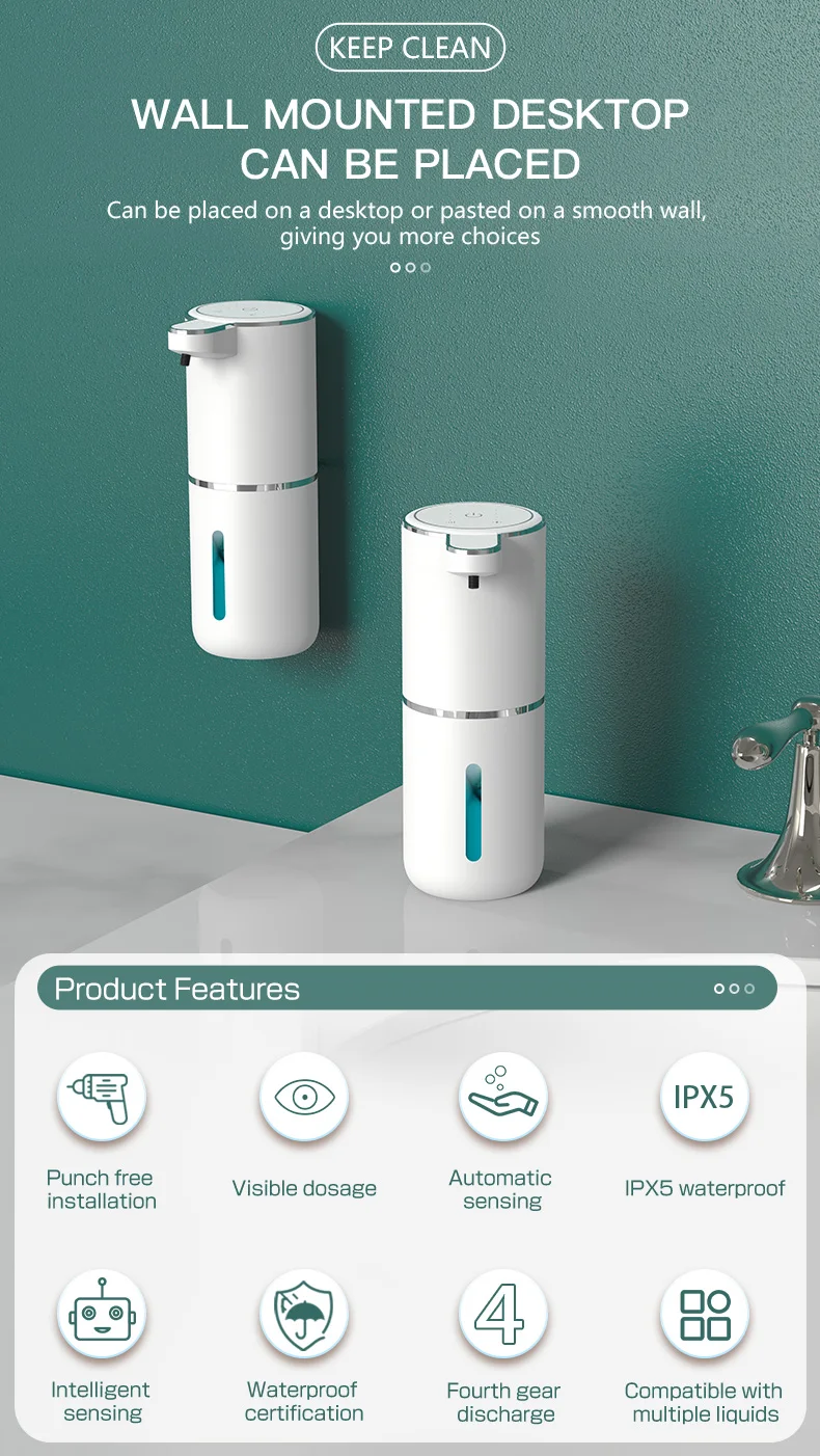 Home Kitchen Contactless Automatic USB Sensor Foam Automatic Liquid Soap Dispenser