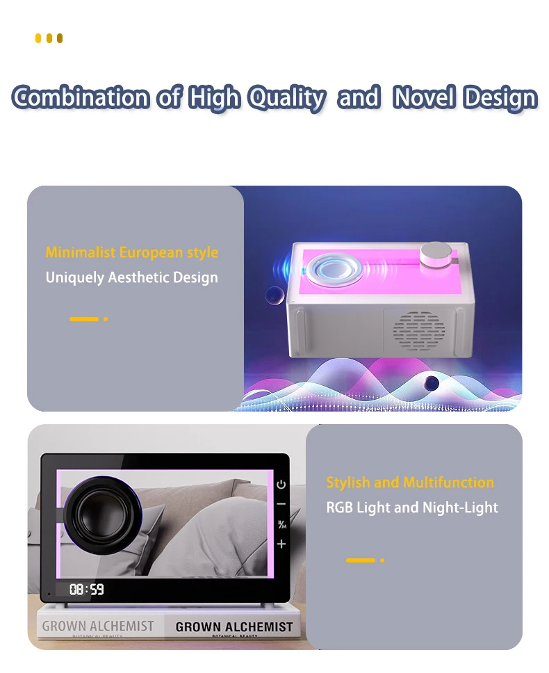 Factory Directly Supply DC5V 800mAh Classic Model Transparent Wireless Bluetooth Speaker with LED clock Display TF Card Playback