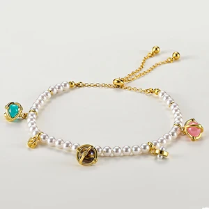 Muxcor Wholesale Factory Beaded Charm Copper Glass Beads Resin Universe Fashion Pull-out Bracelets Vintage Style Classic