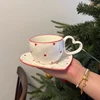 Small Red Heart shape handle cup 280ml heart dish