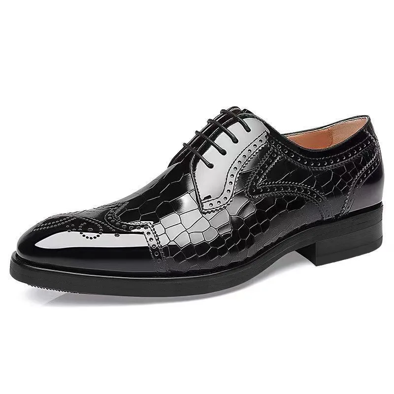 Plus Size PU Leather square Toe Male Officials Shoe Formal Brogue Carved Oxford Men's Dress Shoes