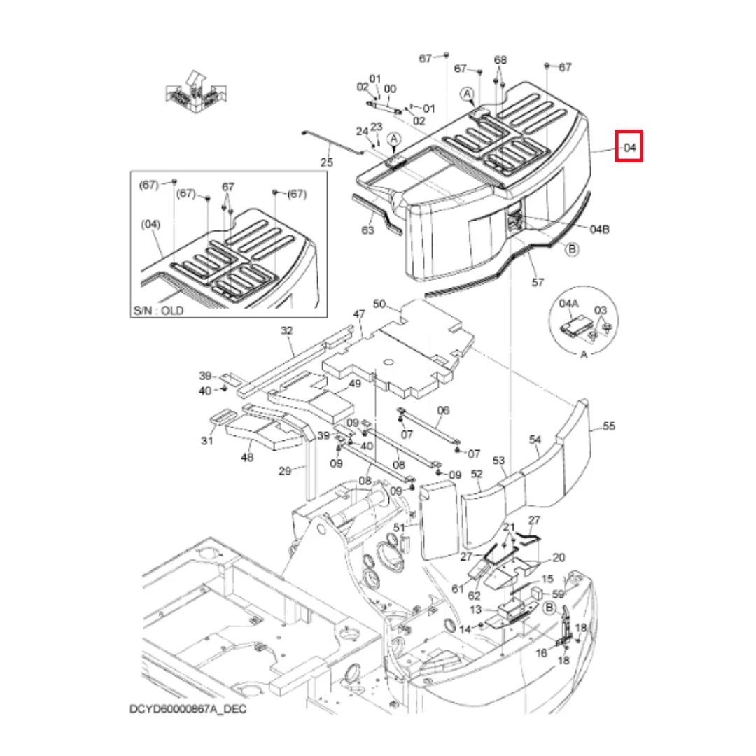 Original Engine Cover YD40001580 for Hitachi ZX75US-5A/ZX85US-6