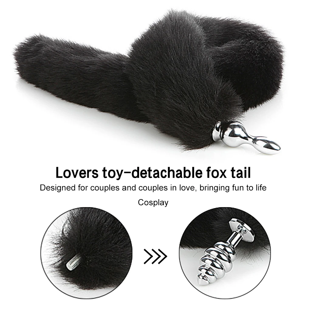tied anal plug SMLOVE Butt Plug Real Gradient Tie-dye color Fox Tail Anal Plug Detachable  BDSM Adult Erotic Game Sexy Toys Cosplay For Woman Color: S Plug Pink Tail main image 1