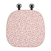 Linen leopard print seat cushions, pink front row