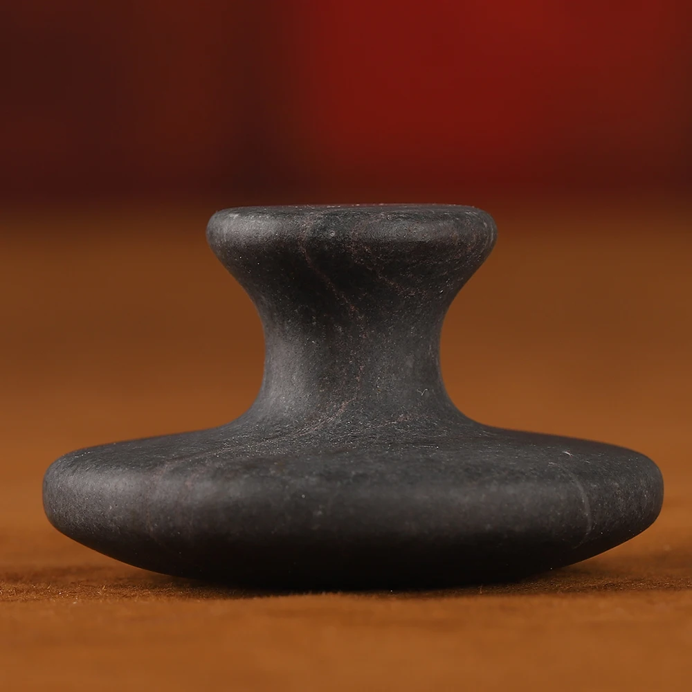 伝統的な手作り天然溶岩石ホットストーンブラックビアンジェイドキノコ