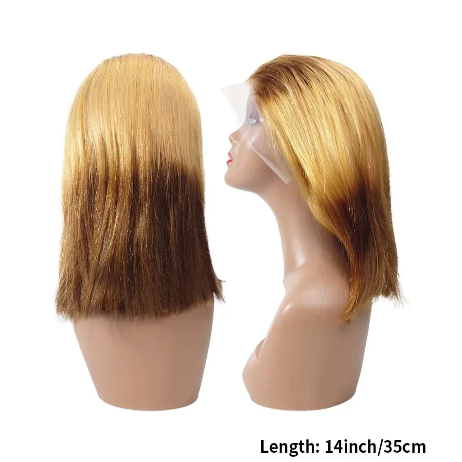 Glatte Bob-Perücke, gefärbtes menschliches Haar, brasilianische Spitze-Frontalpartie für Frauen_voghion.com