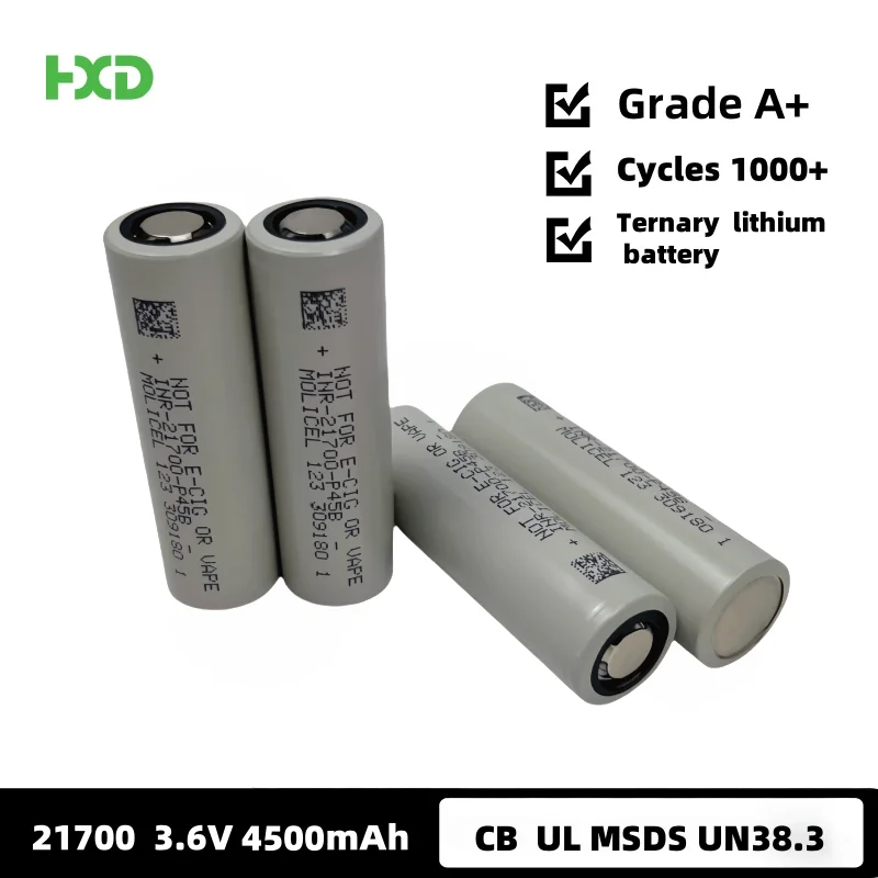 Molicel P45B 21700 Battery 4500mah 4200mah 40t 50e 50s 30t M50lt P42A Golf  Carts NCR21700T INR21700 Cylindrical Lithium Ion Ion