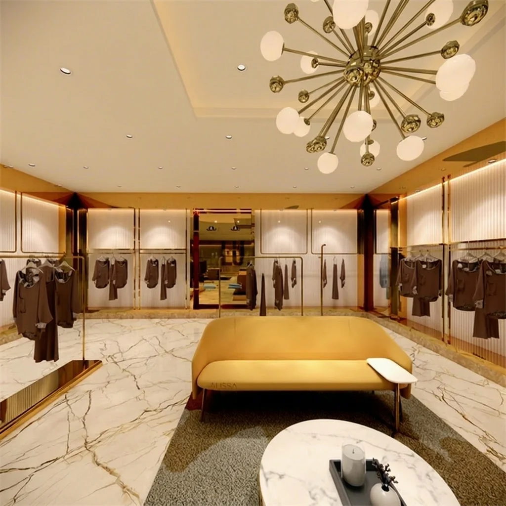 Lady Garment Modern Tailor Shop Decor Clothes Stand for Store Clothing Showroom Furniture Cloth Shop Interior Design Ideas
