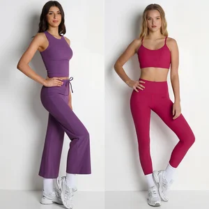 Customized Women's Active Wear Suit Sports Bra Leggings 5 Piece Set Workout Clothing Gym Fitness Yoga Sets for Women