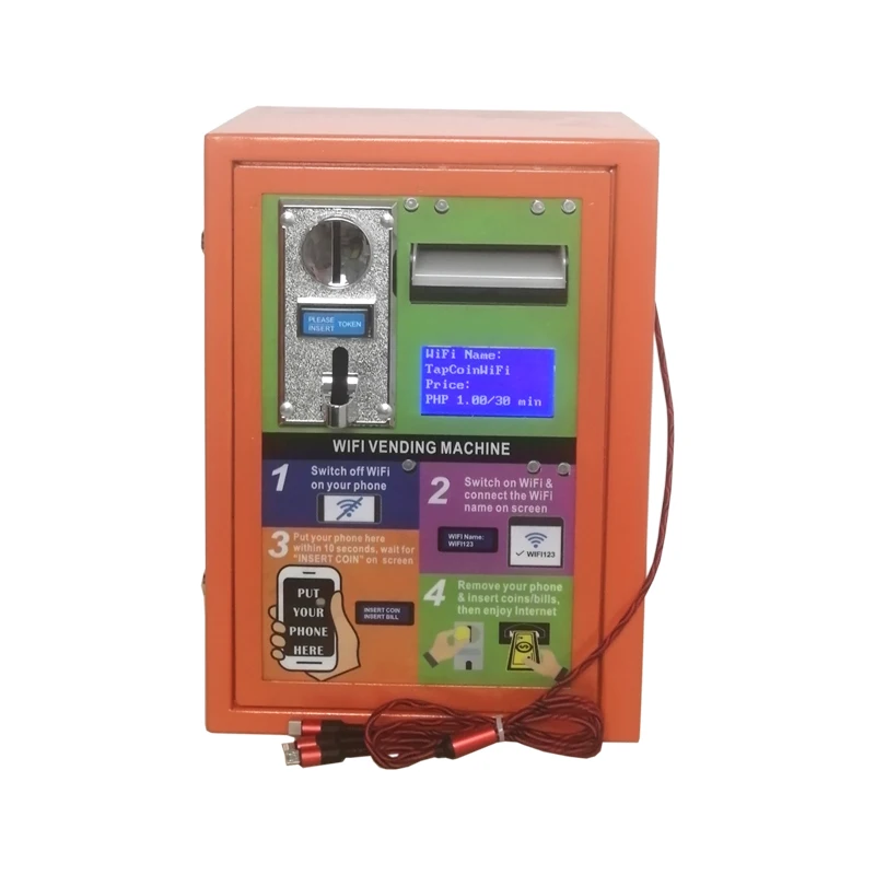 2025 Exclusive Distributor 2-in-1 Coin & Banknote Payment Operated Charging Cable WiFi Vending Machine