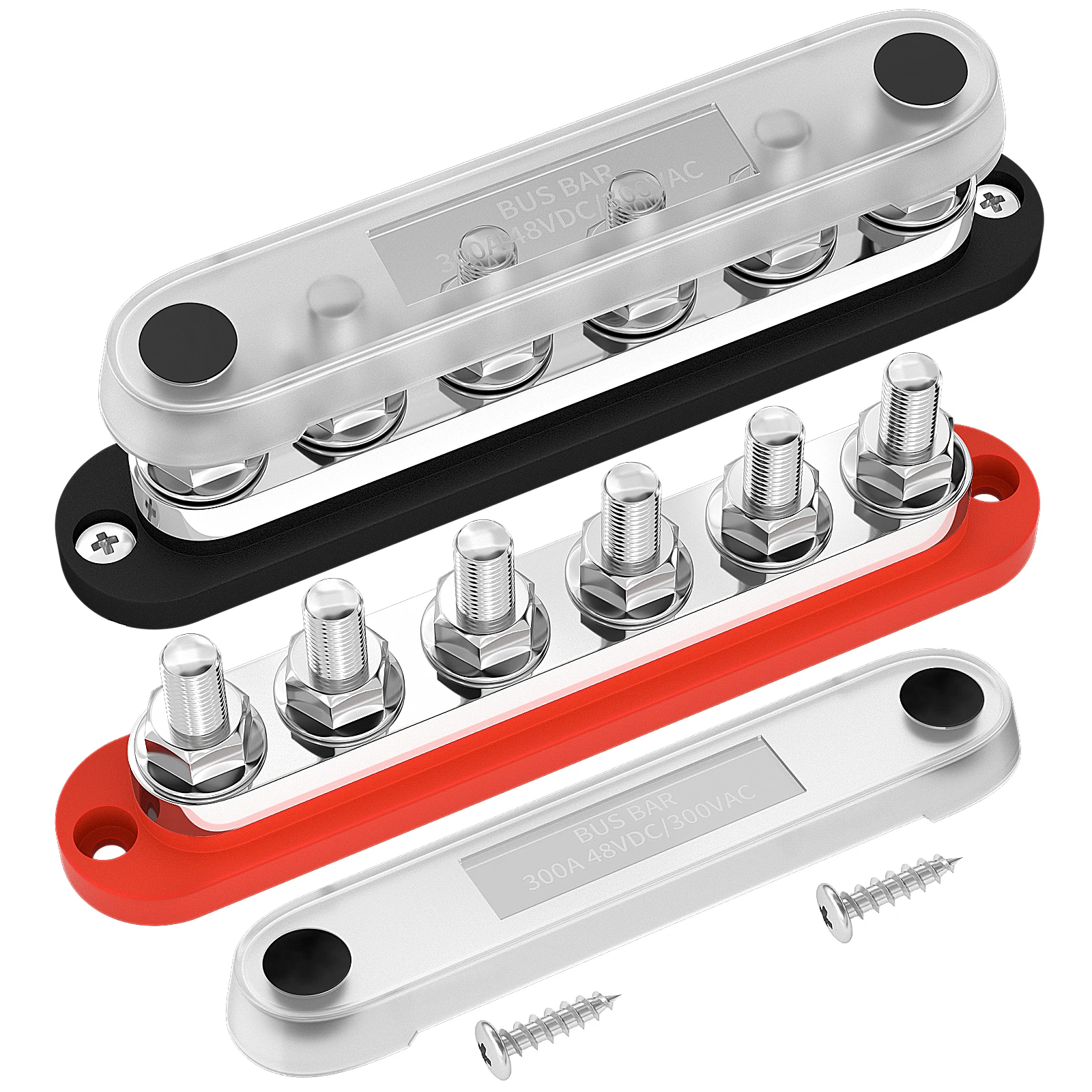 Daiertek 300a Automotive Busbar Power Terminal Blocks Screw Type Terminal Blocks 6X 3/8"Post(M10) Stud  With PC Dust Cover
