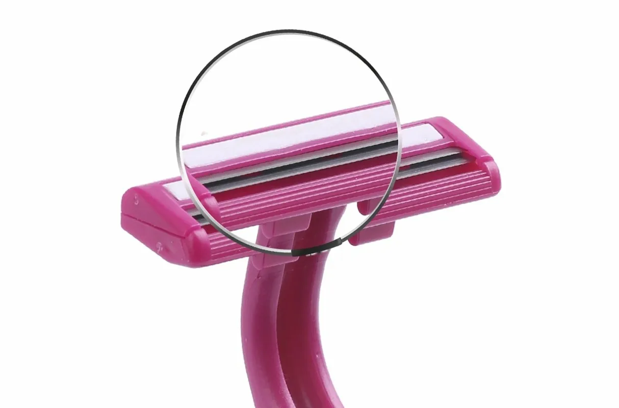 High Quality Disposable Twin Blade Razor for Ladies Click Twins Raspberry Plastic Handle Direct Factory Warehouse Supply for