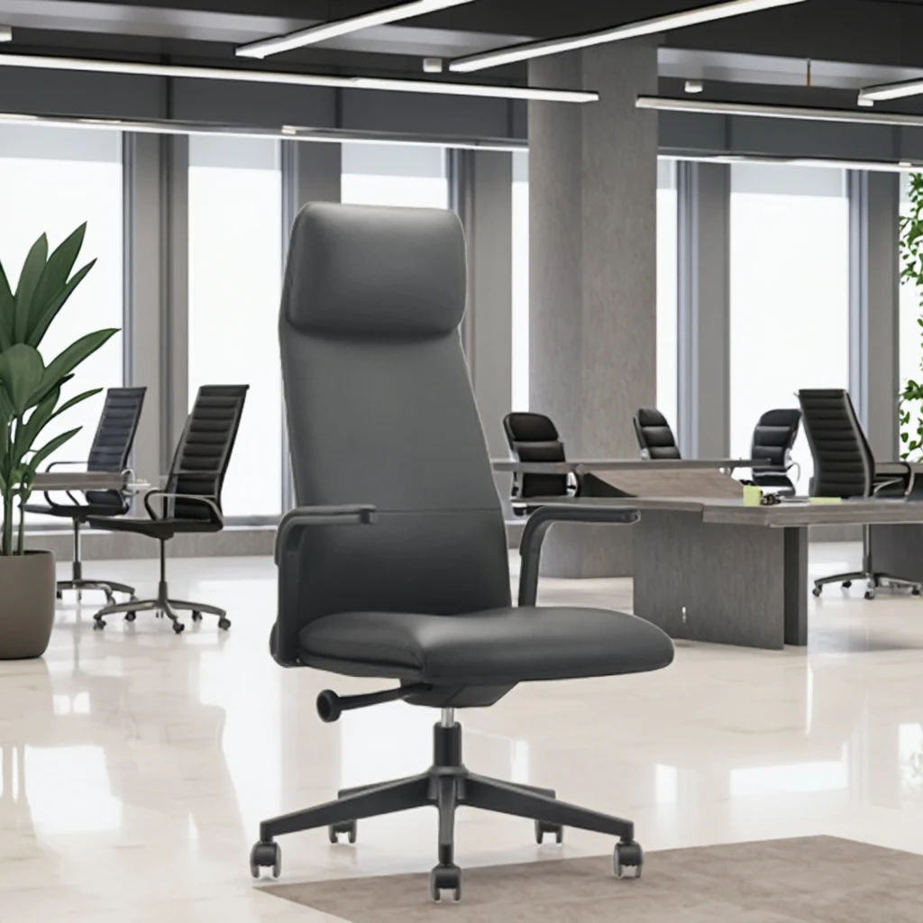 Professional Modern Leather Ergonomic Adjustable Office Chair Without Footrest 5