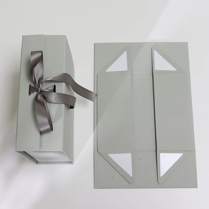 luxury custom design large pink foldable folding paper cardboard gift box packaging with ribbon factory