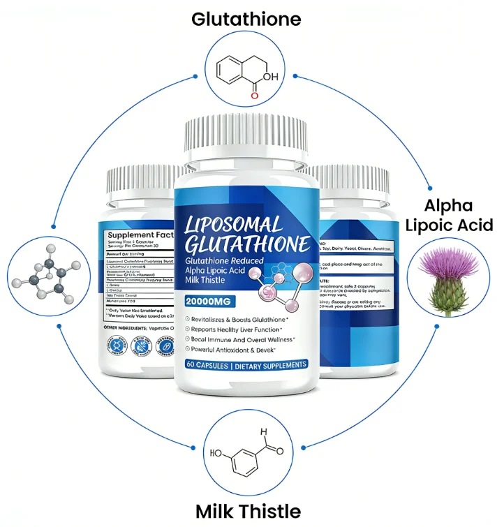 glutathione and milk thistle alpha lipoic acid LIPOSOMAL 20000MG with & ALA, 60 Capsules Dietary Supplement for Liver Support & Antioxidant Oral vs Injectable BPC-157: Style:Box (Soap x 3) sunscreen for dull skin