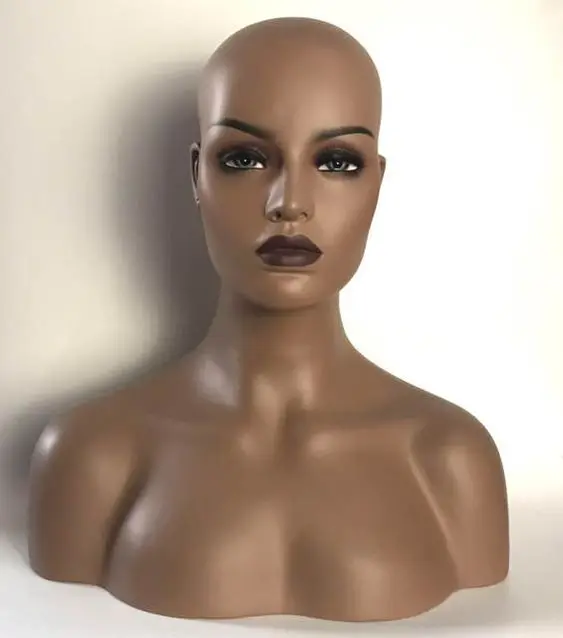 Black Realistic Mannequin Female With Shoulder Mannequin Head Jewelry