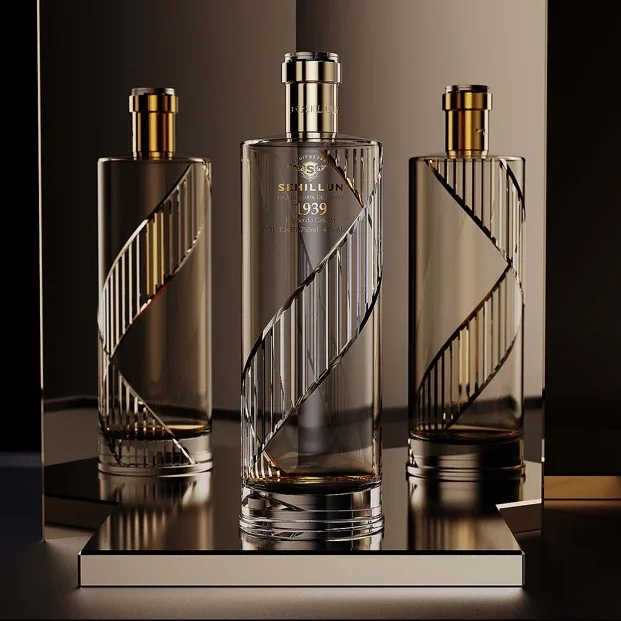 Wholesale clear Liquor Bottle 500ml 750ml Flat Tequila Bottle Glass with Screw Cap  for Tequila and Customization Box