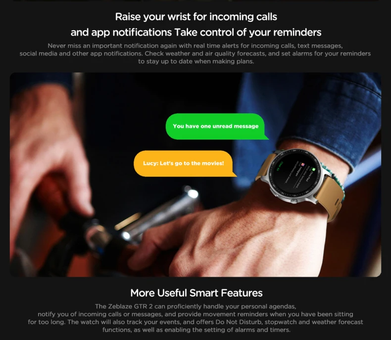 Zeblaze GTR 2 Smart Watch BT Call Heart Rate Spo2 Blood Oxygen Health Multiple Exercise Modes GTR2 Smartwatch