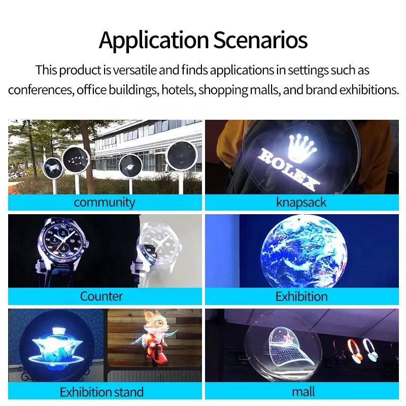 Advertising Machine Projector WIFI APP 42cm 3d Fan Holographic Display HD LED Holographic Display 3D Hologram Fan