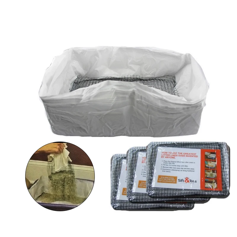 Sift and toss mesh litter outlet liners