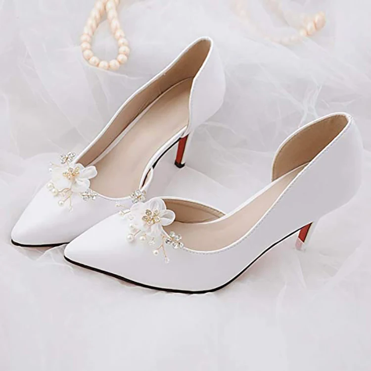 Pearl Shoe Clips Rhinestone Crystal Bridal Shoe Buckles Decorative Flower  Shoe Charms