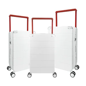2026 Wholesale Wide Trolley Luggage Aluminum PC Suitcase with Lock Opening and Spinner Caster Cabin Travel Trolley Case