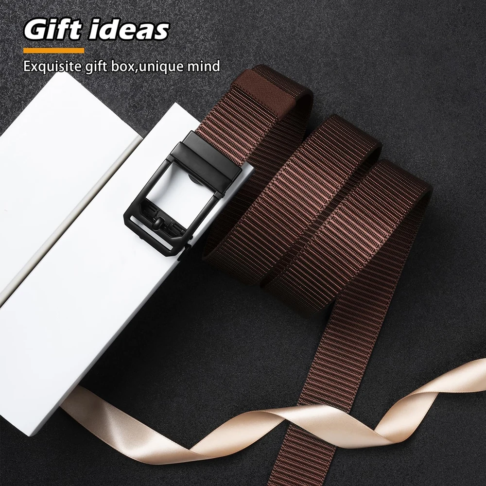 Adjustable Training Nylon Web Work Belt with Automatic Slide Buckle Adjustable Men's Ratchet Tactical Belt