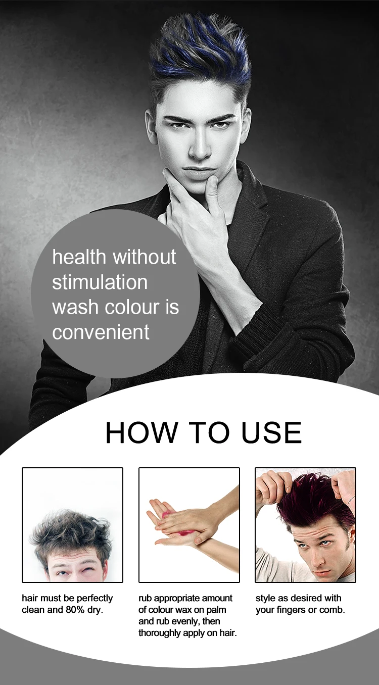 Factory Supply Organic Ingredient Hair Wax Dye Styling Temporary Cream