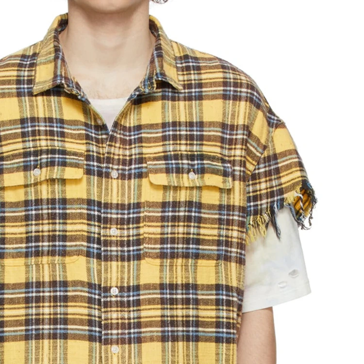 Fear of God yellow plaid cut off sale sleeve flannel