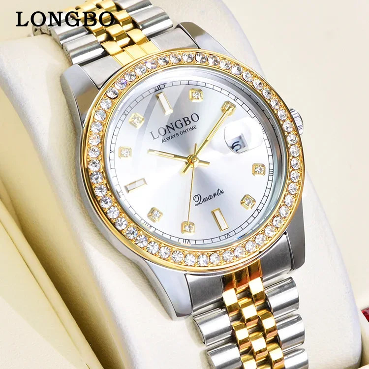 LONGBO 83452 Stainless Steel Couple Watches Fashion Waterproof