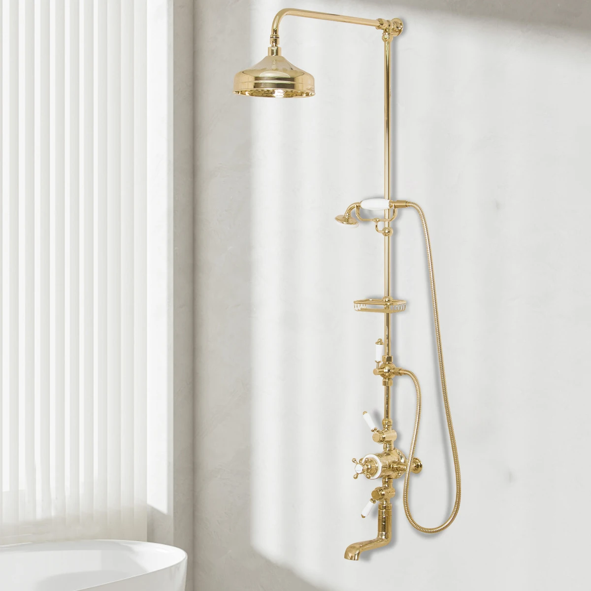 Traditional Brass Triple Function Exposed Thermostatic Shower System factory