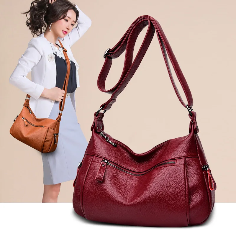 Red Leather Bag Women Leather Sling Leather Hobo Bag Large Leather Purse  Soft Leather Bag Crossbody Leather Bag Women Leather Shoulder Bag 