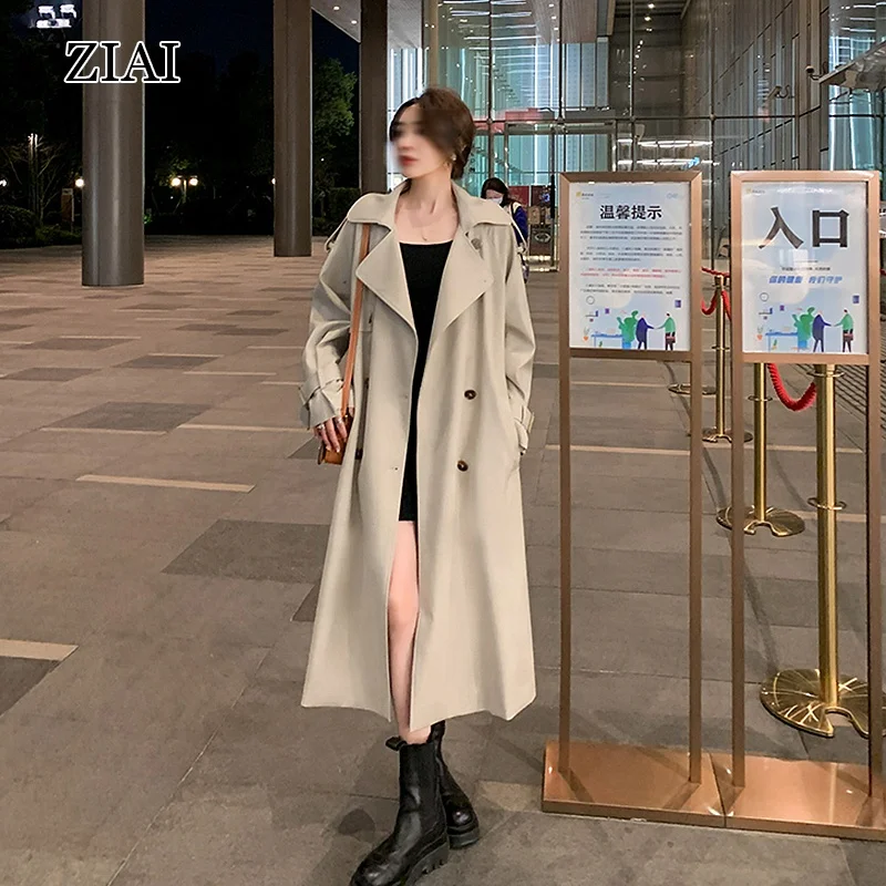 Wholesale Popular Khaki Windbreaker Coat Women Long Spring New High-end Brand Popular Coat