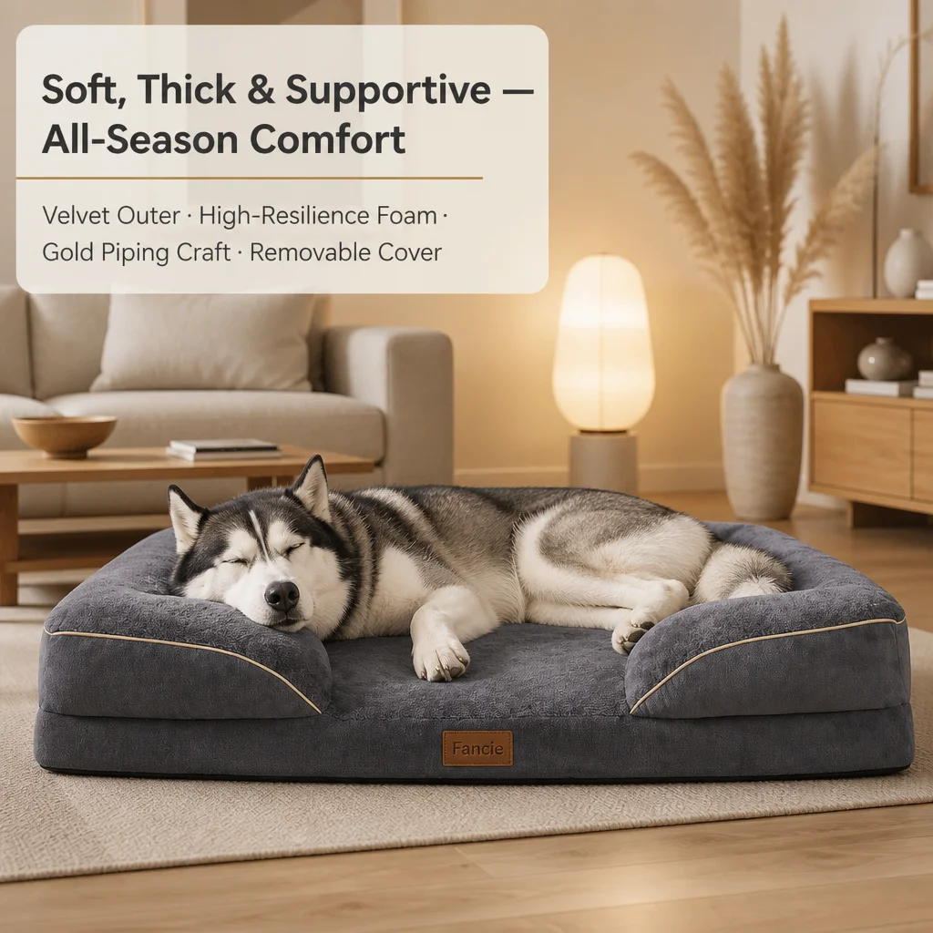 Velvet Three Sided Pet Sofa Bed — Product details 4