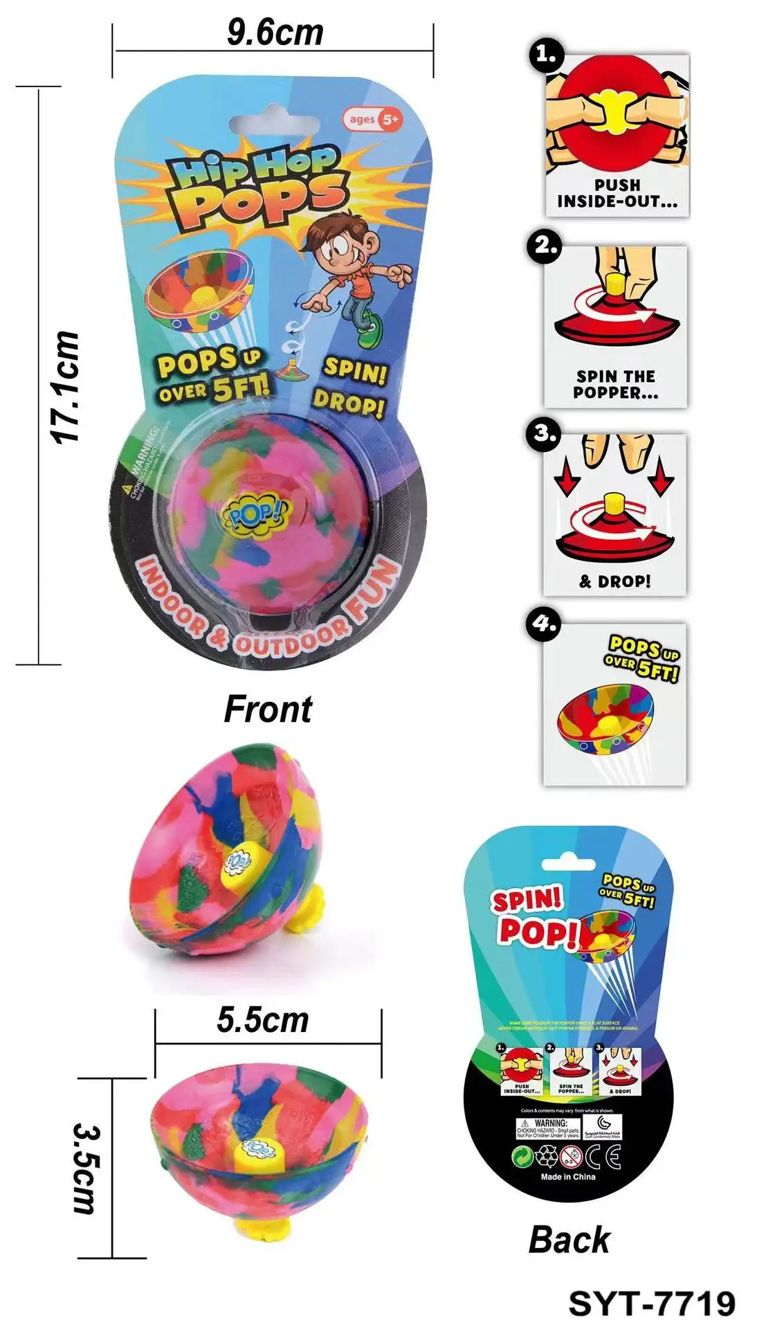 Hop Pops Toys Rubber Bounce Spinning Toy Bowl Spinning Top Jumping Half 