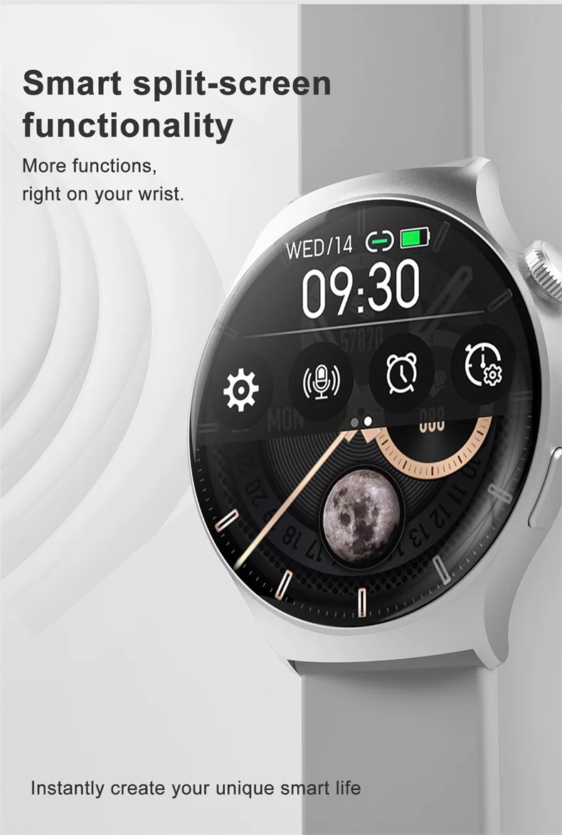 1,5-palčni HD okrogel polni zaslon na dotik NFC Compass Smartwatch športne ure BT Call pametna ura za moške ženske DT4 Mate (9).jpg