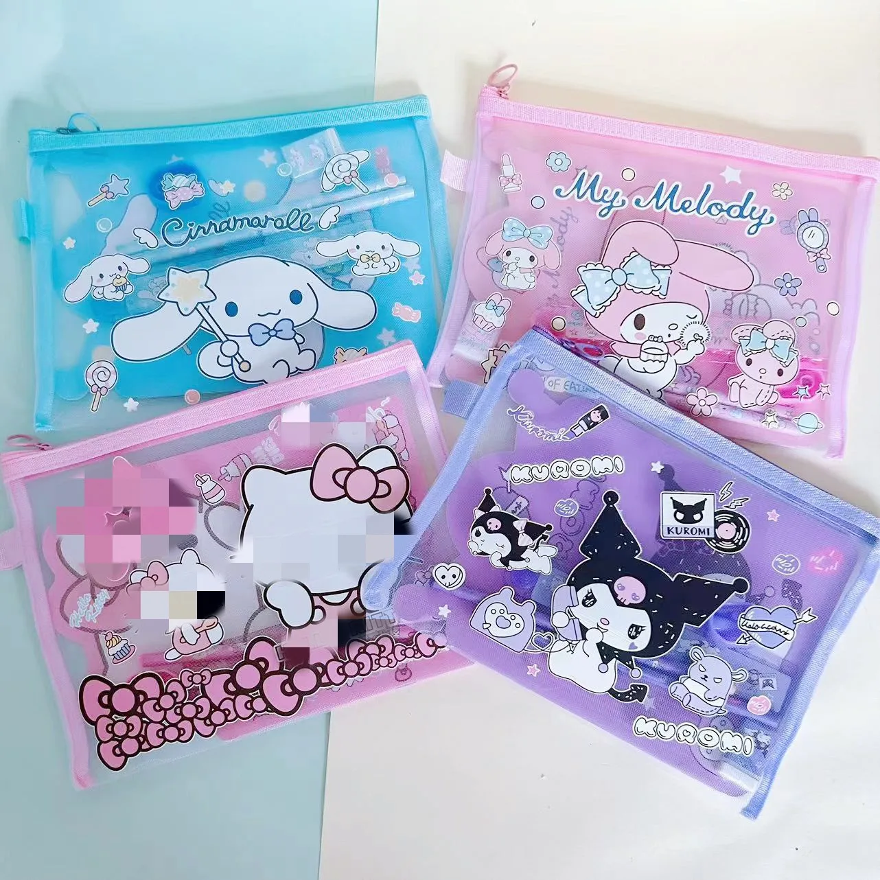 Al Kawaii Kuromi Zipper Bags Stationery Set Melody Cinnamoroll Pencil ...