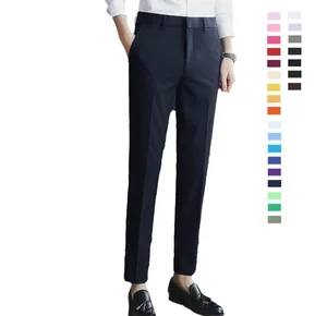 Custom Men's Business Slim Fit Straight Suit Pants Men's Formal Dress Pants Solid Color Office Stretch Pants Trousers